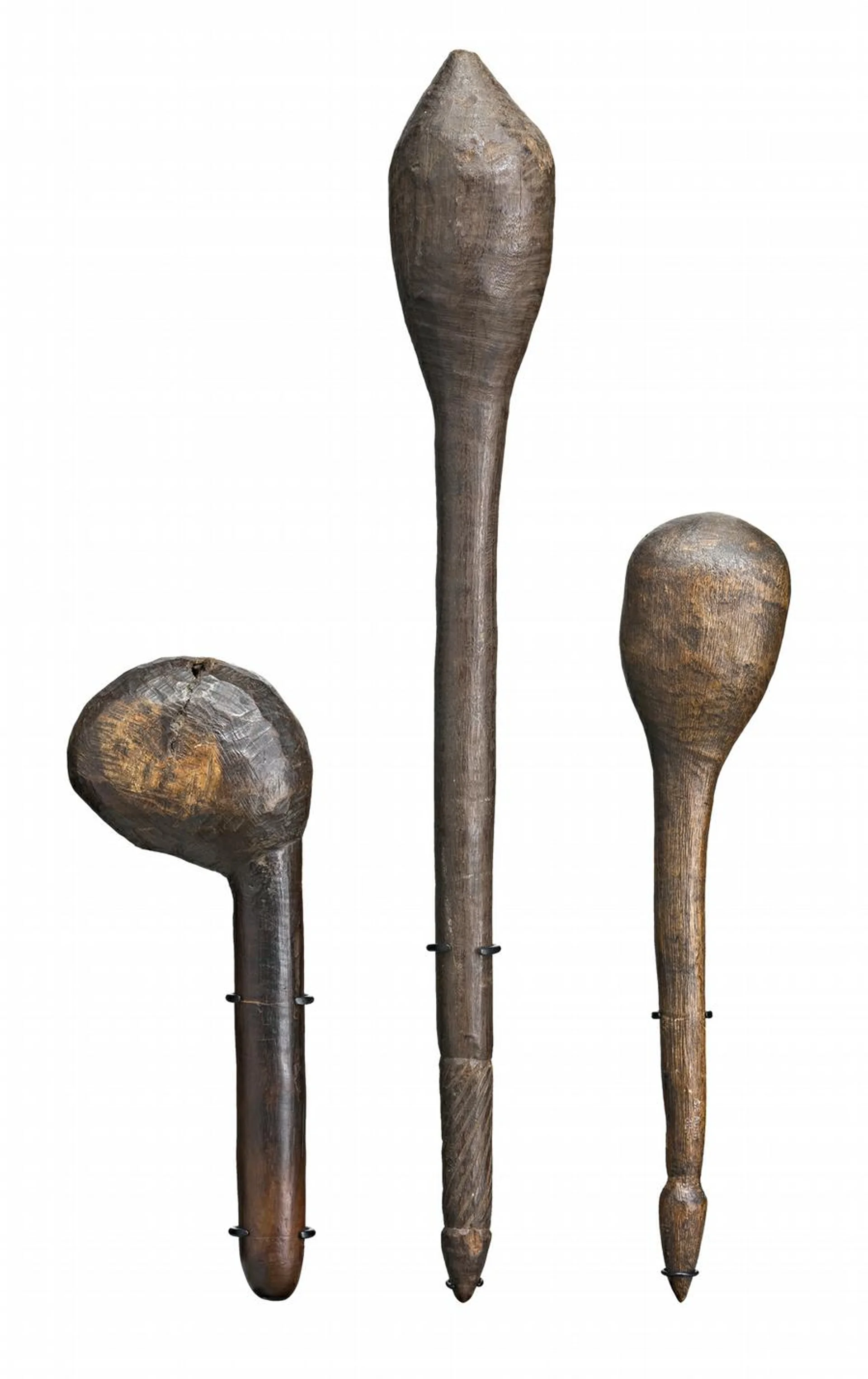 THREE BULBOUS HEADED CLUBS
