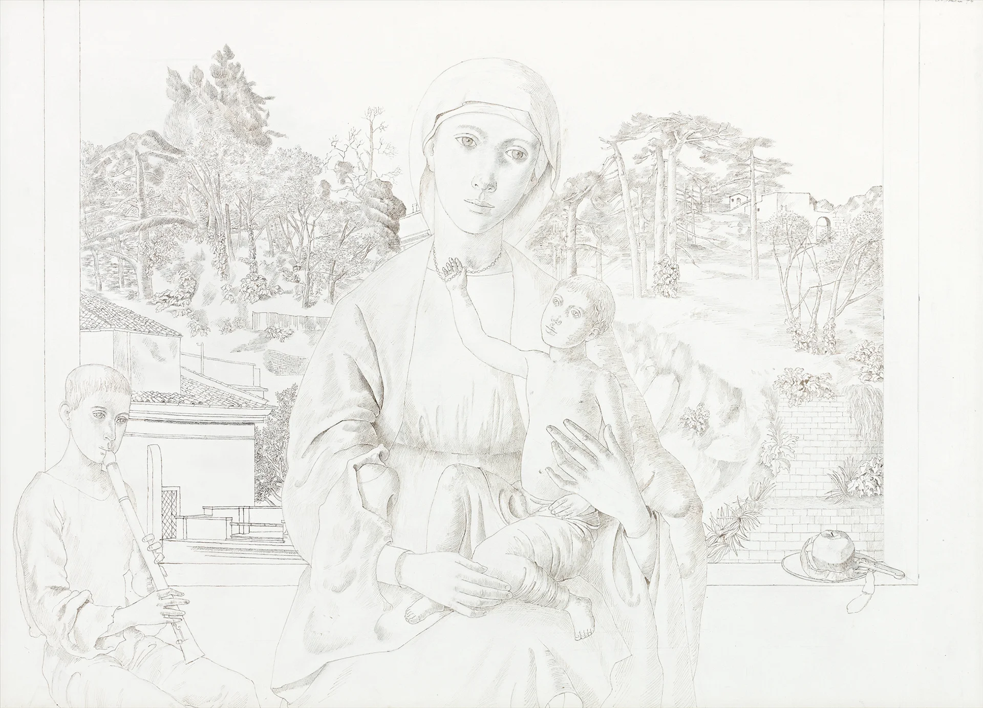 MADONNA AND CHILD AGAINST LANDSCAPE